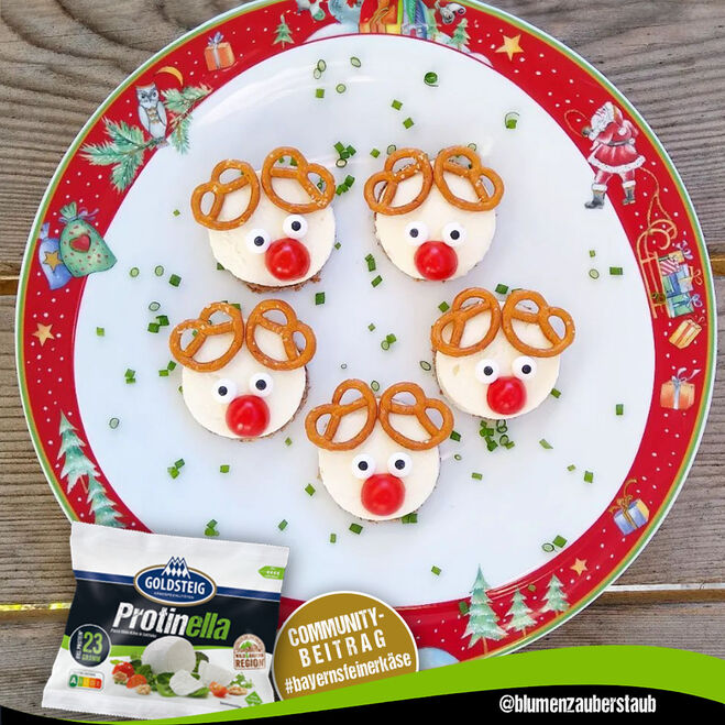 Promozioni e news (promotions-news) / Post sui social media: Tartine alla renna su un piatto invernale.